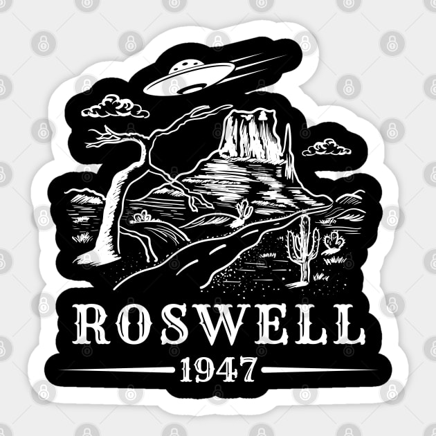 Roswell UFO - Alien Flying Saucer Crash Sticker by Paranormalshirts